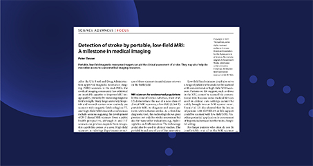 Reaction to <em>Science Advances</em> Editorial <em>Detection of stroke by portable, low-field MRI: A milestone in medical imaging</em>